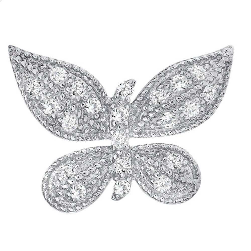 Silver 925 Rhodium Plated Cubic Zirconia Silver Butterfly Pendant